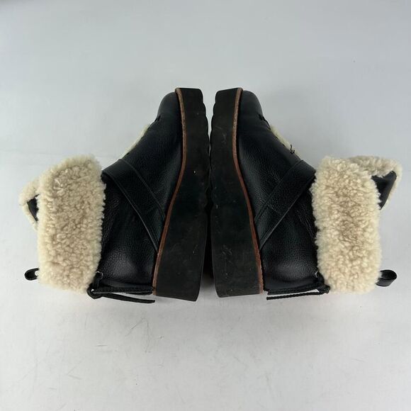 COACH Urban Hiker Boot US 7.5 B Leather Black Shearling Wedge Platform shoes - Picture 8 of 15